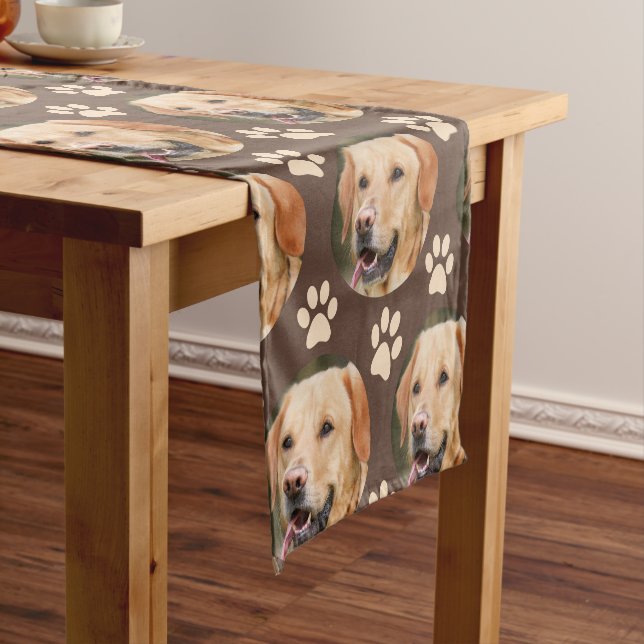 Caminho De Mesa Pequeno Pet Photo Pattern Dog Brown (No Local)