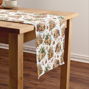 Caminho De Mesa Pequeno Pine Cones, Canes Doces e Padrões de Doces Feriado