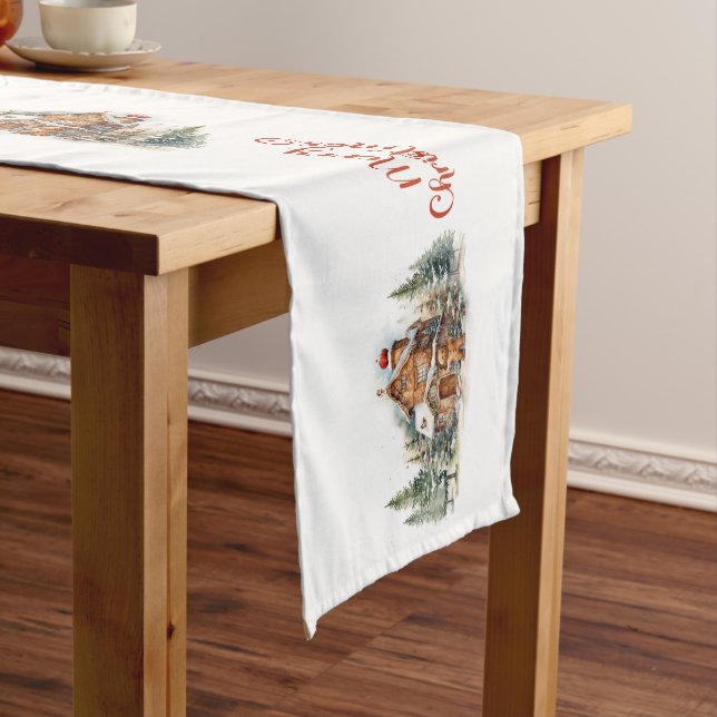 Caminho De Mesa Pequeno Pinheiros de pinheiros, de gengibre, de aquarela (No Local)