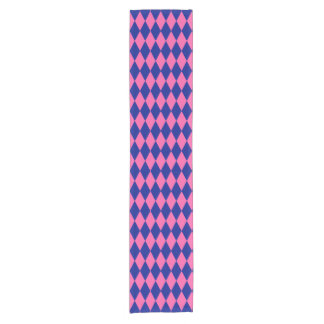 Caminho De Mesa Pequeno Pink and Blue Harlequin Checkered Design 
