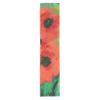 Caminho De Mesa Pequeno Pintura Floral de Papoulas Vermelhas Abstratas