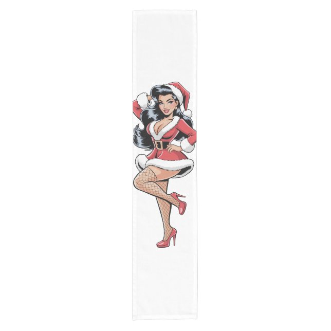 Caminho De Mesa Pequeno Pinup Santa Babe (Frente)