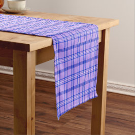 Caminho De Mesa Pequeno Plaid Clássico Azul Roxo Padrão Brilhante