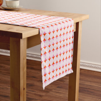 Caminho De Mesa Pequeno Pontos e Listras Divertidos - vermelho e rosa