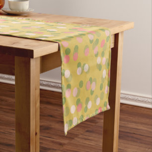 Caminho De Mesa Pequeno pontos polka rosa amarelo e verde