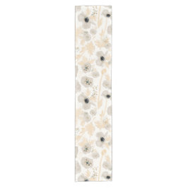 Caminho De Mesa Pequeno Poppies Cinza Amarelo Aquarela Floral