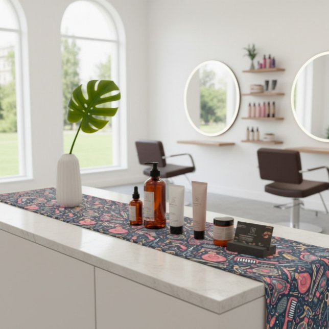 Caminho De Mesa Pequeno Portuguese folk hair icons — navy, blush & cream (Criador carregado)