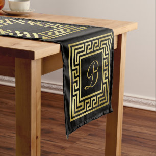 Caminho De Mesa Pequeno Preto chave grego do brilho Dourado elegante do