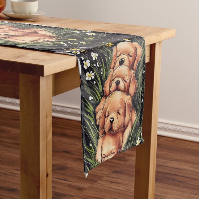 Caminho De Mesa Pequeno Puppy Pile Mesa Runner (No Local)