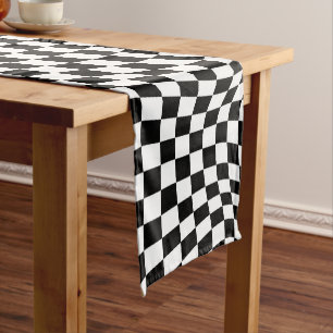 Caminho De Mesa Pequeno Quadro de Verificação Branco Preto Verificado por