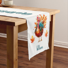 Caminho De Mesa Pequeno Quirky Watercolor Turkey Ação de Graças