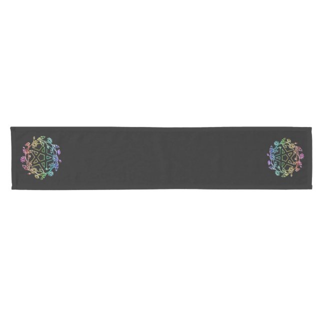 Caminho De Mesa Pequeno Rainbow Daisy Pentacle Altar Cloth (Horizontal)