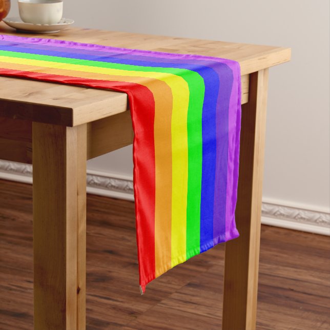 Caminho De Mesa Pequeno Rainbow Stripes Curto Mesa (No Local)