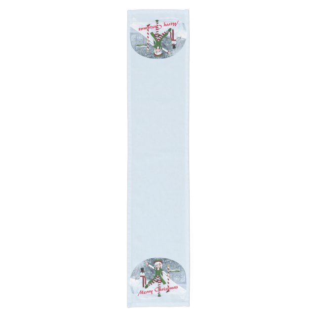 Caminho De Mesa Pequeno Rapariga de Natal numa Floresta de inverno (Frente)