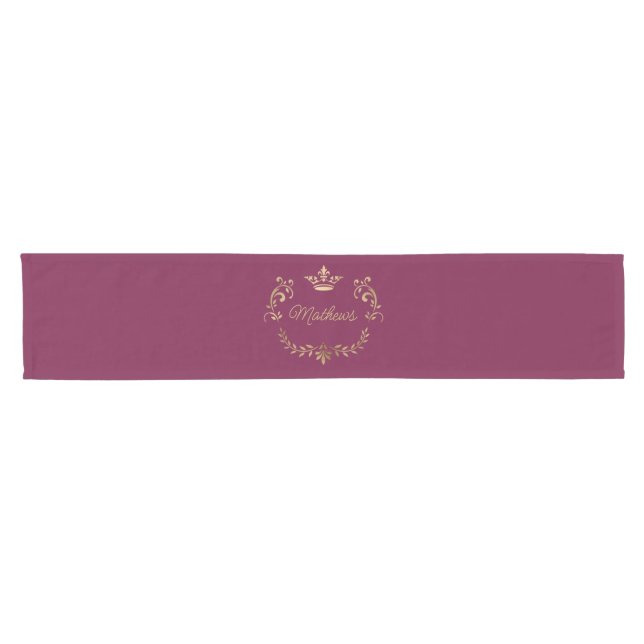 Caminho De Mesa Pequeno Raspberry Crown Crest Personalizado (Horizontal)
