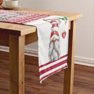 Caminho De Mesa Pequeno Red Candy Cane Stripe Gnomo