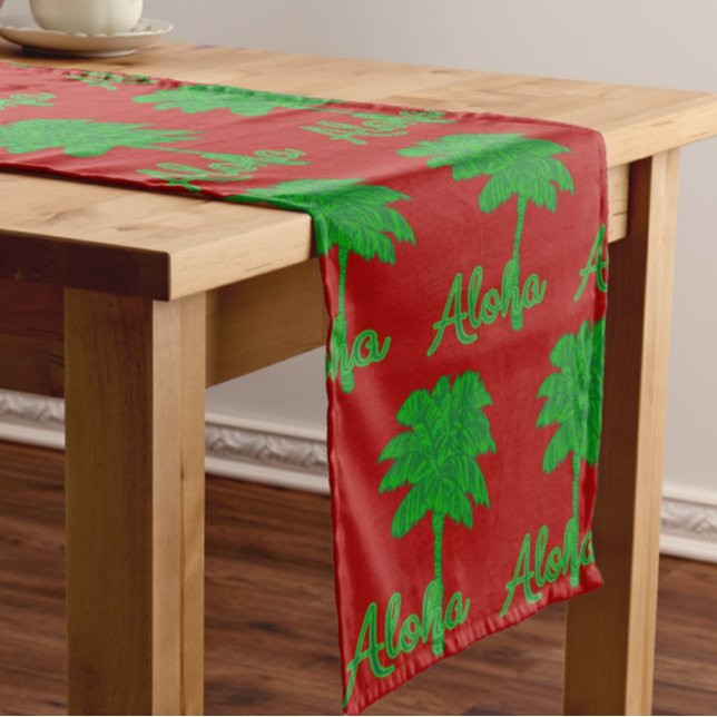 Caminho De Mesa Pequeno Red Green Palm Aloha Tropical Holiday (Tropical dreaming...)