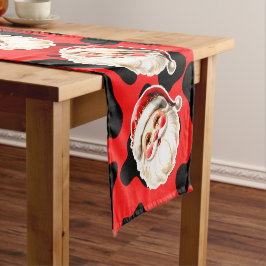 Caminho De Mesa Pequeno Red Leopardo Imprime Retro Papai Noel Natal