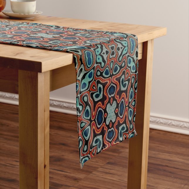 Caminho De Mesa Pequeno Red Orange Blue Aqua Turquoise Hip Bohemian Art (No Local)