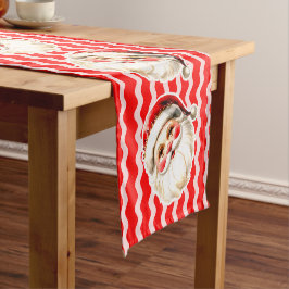 Caminho De Mesa Pequeno Red Retro Santa Claus Ric Natal