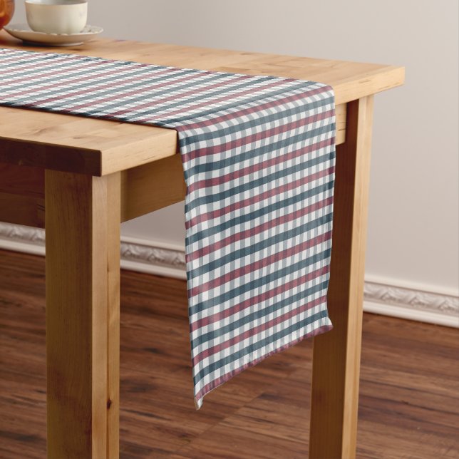 Caminho De Mesa Pequeno Red, White and Blue Plaid (No Local)