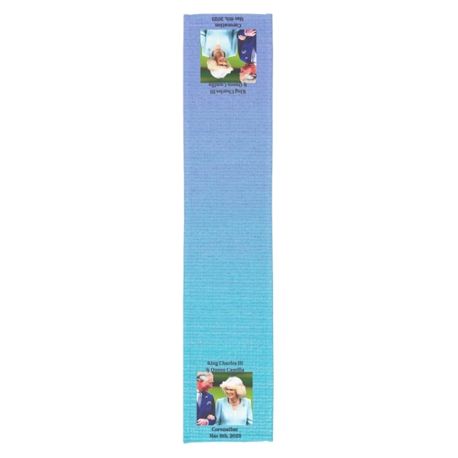 Caminho De Mesa Pequeno Rei Charles III e Rainha Camilla Coronação (Frente)