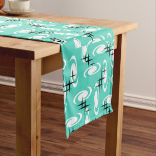 Caminho De Mesa Pequeno Retro Atomic Agirls Stars Turquoise