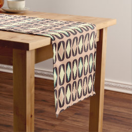 Caminho De Mesa Pequeno Retro geometric pattern with brown, yellow, blue