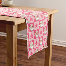 Caminho De Mesa Pequeno Retron Rosa Papai Noel Rosa Tartan Xadrez Rosa Nat