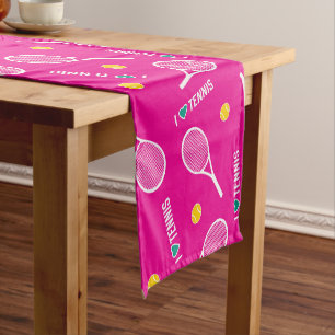 Caminho De Mesa Pequeno Rosa brilhante Adoro padrão tênis