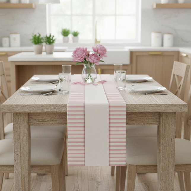 Caminho De Mesa Pequeno Rosa com risca rosa-rosa Elegante Dourado (Stylish rose gold table runner.)