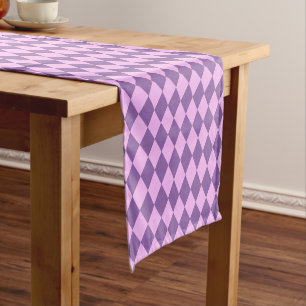 Caminho De Mesa Pequeno Rosa Difundido e Design de Harlequin Roxo Orquídeo
