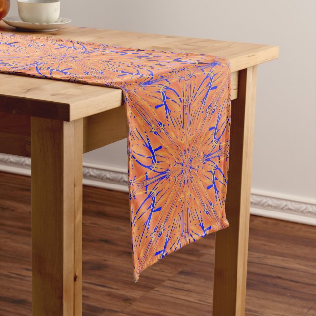 Caminho De Mesa Pequeno Royal Blue E Citrus Orange Art Design (No Local)