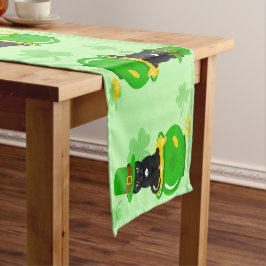 Caminho De Mesa Pequeno Rua, Pote de Shamrock do Dia de Patrick de Gato Ne