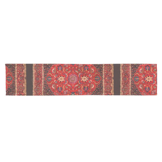 Caminho De Mesa Pequeno Rug Persa Vermelho de Mashhad (Horizontal)