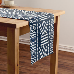 Caminho De Mesa Pequeno Runner de Mesa Afro-Azul Denim Bogolan