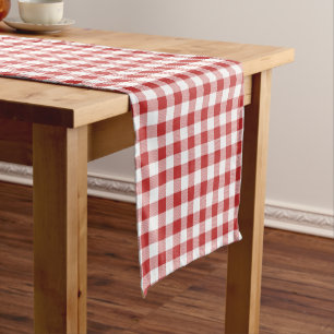 Caminho De Mesa Pequeno Runner de Mesa Curta de Gingham Vermelho - Picni d