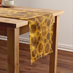 Caminho De Mesa Pequeno Runner de Mesa de Padrão Steampunk Dourado Grunge