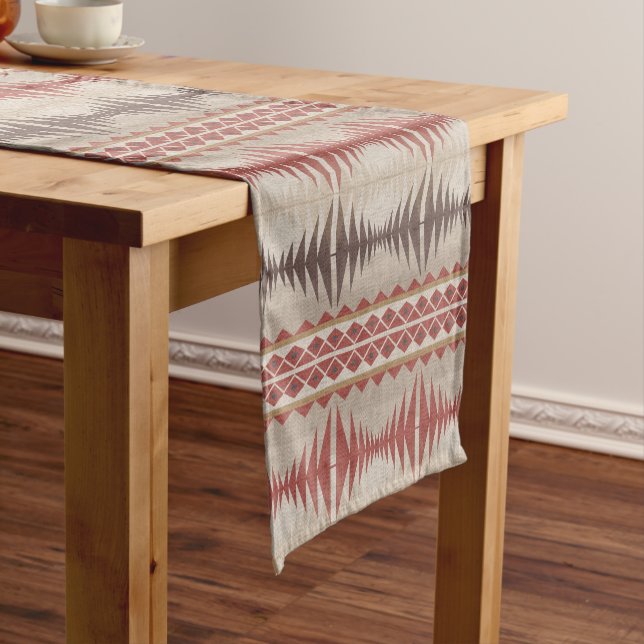 Caminho De Mesa Pequeno Rust Red Taupe Beige Dark Brown Arte Tribal (No Local)