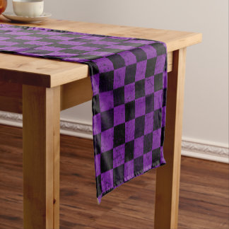 Caminho De Mesa Pequeno Rustic Checks, Purple and Black