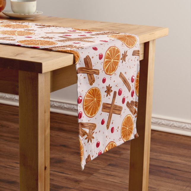 Caminho De Mesa Pequeno Rustic Winter Spices Seamless Patterno (No Local)