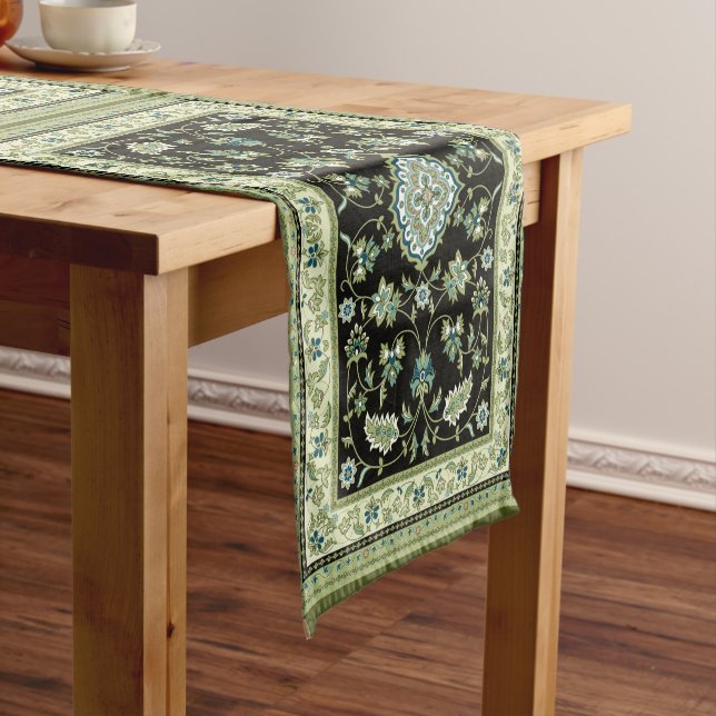 Caminho De Mesa Pequeno Sage Green Persian Carpet (No Local)