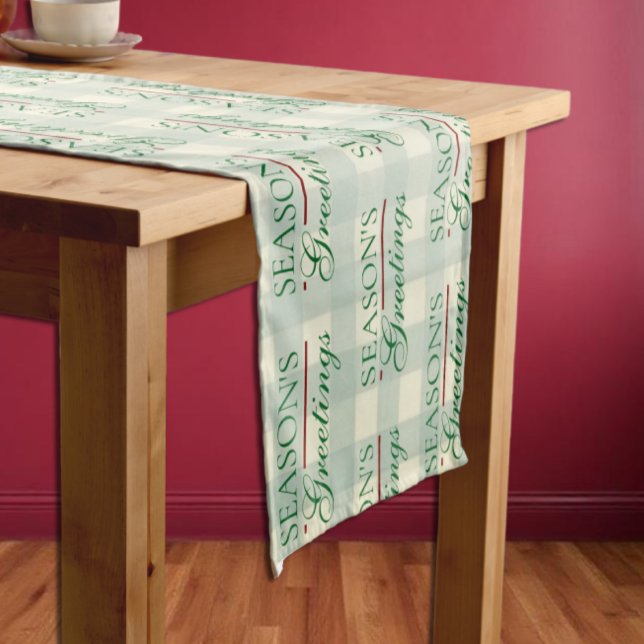 Caminho De Mesa Pequeno Saudações da temporada Gingham Natal (Criador carregado)