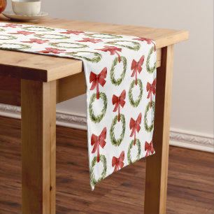 Caminho De Mesa Pequeno Scandi Greenery de Natal Arco Vermelho