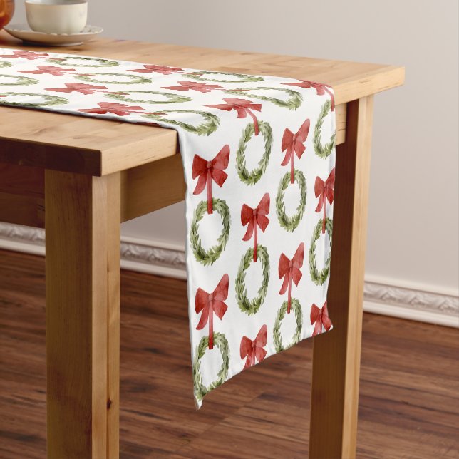 Caminho De Mesa Pequeno Scandi Greenery de Natal Arco Vermelho (No Local)