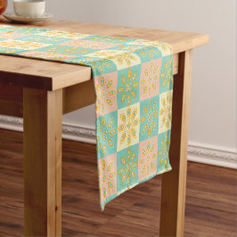 Caminho De Mesa Pequeno Seamless pattern with geometric floral motifs