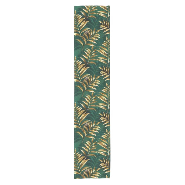 Caminho De Mesa Pequeno Seamless pattern with golden ferns (Frente)