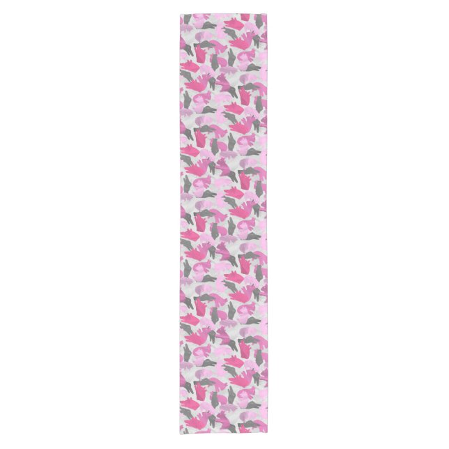 Caminho De Mesa Pequeno Silhouette Animal Camouflage - Rosa (Frente)