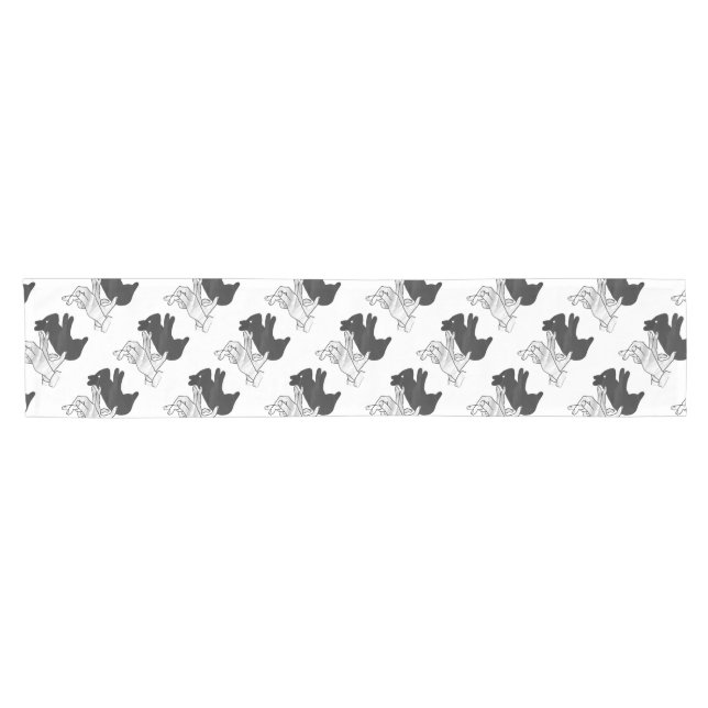 Caminho De Mesa Pequeno Silhueta de Mão Coelho (Horizontal)