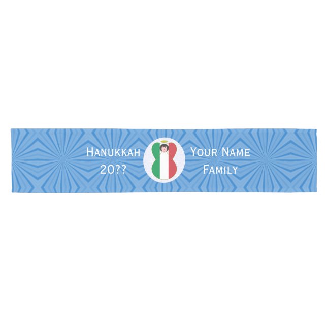 Caminho De Mesa Pequeno Sinalizador Anjo Italiano para Hanukkah (Horizontal)